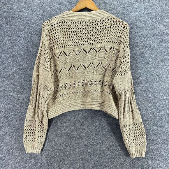 5/$45 Old Navy Cardigan Women XS Beige Knit V-Neck Long Sleeve One Button - Picture 2 of 8